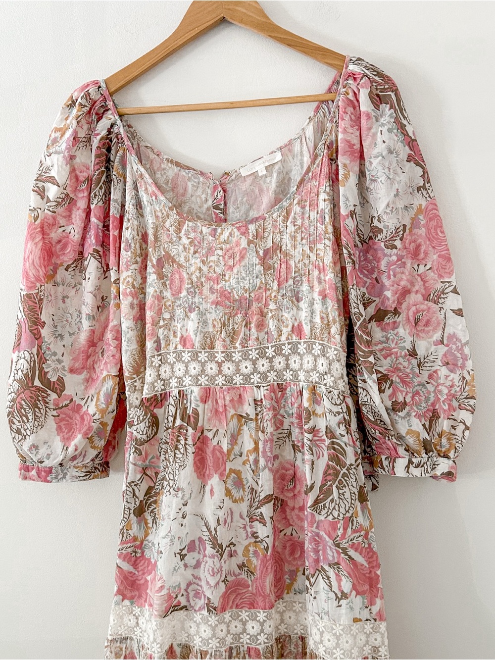 LoveShackFancy Rose and Cream Floral Tiered Maxi Dress - Picture 6 of 12